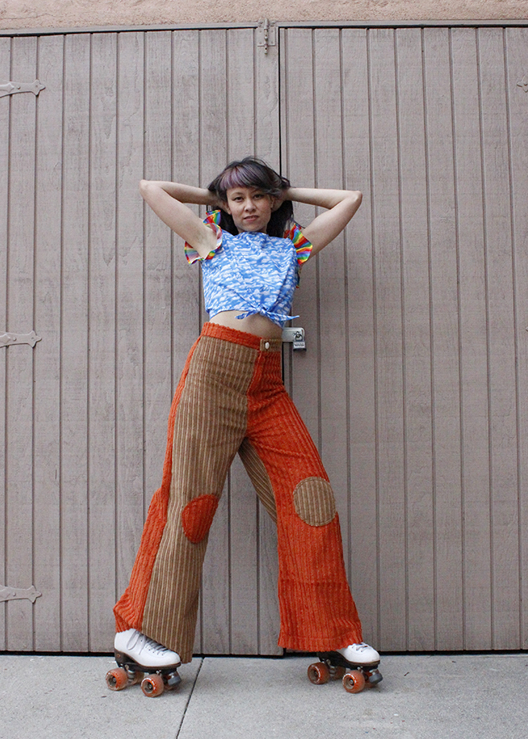 Michelle Rose Fashion Design Los Angeles Designer Colorblocked Corduroy Trousers